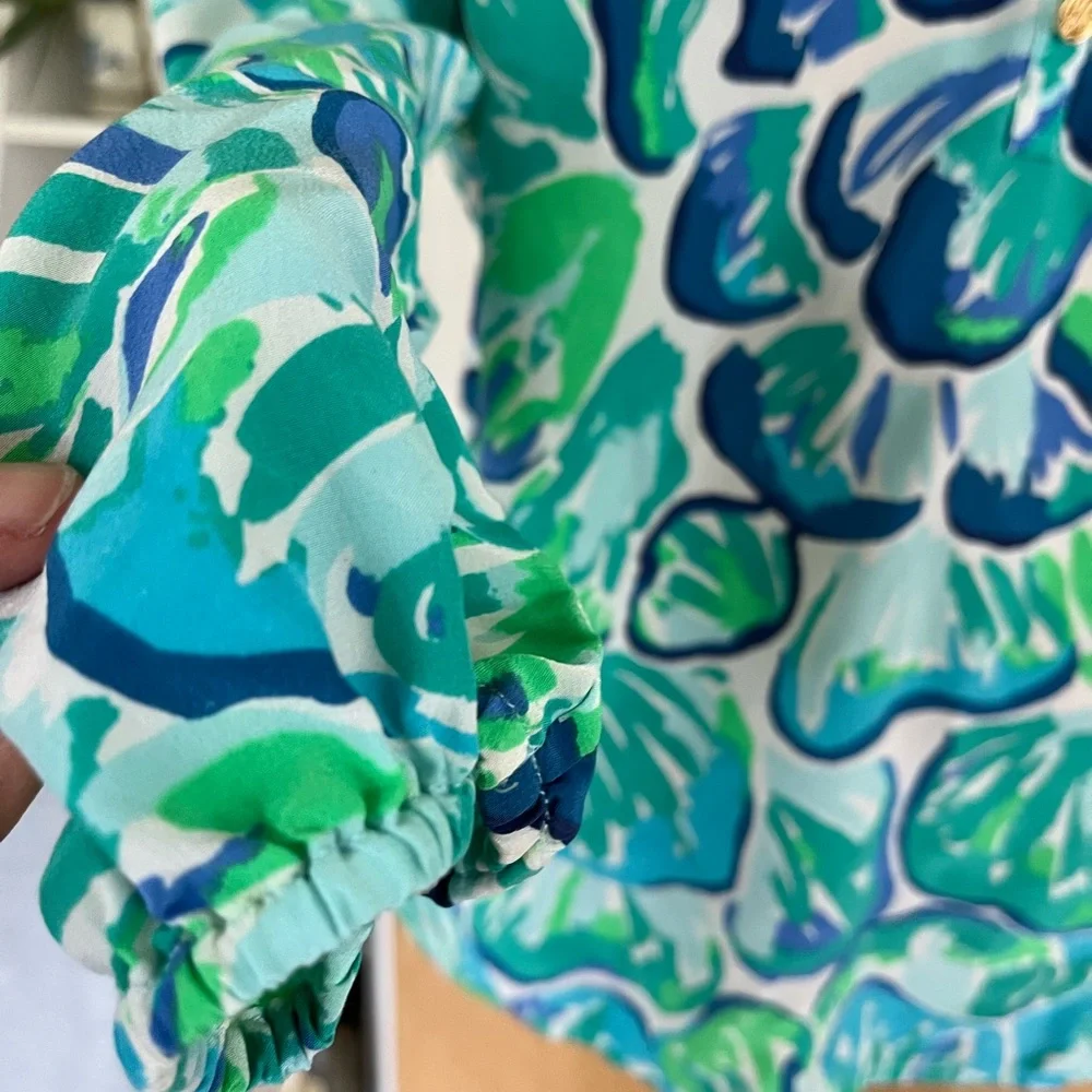 Lilly Pulitzer Blue and Green Floral Top - Picture 2 of 5